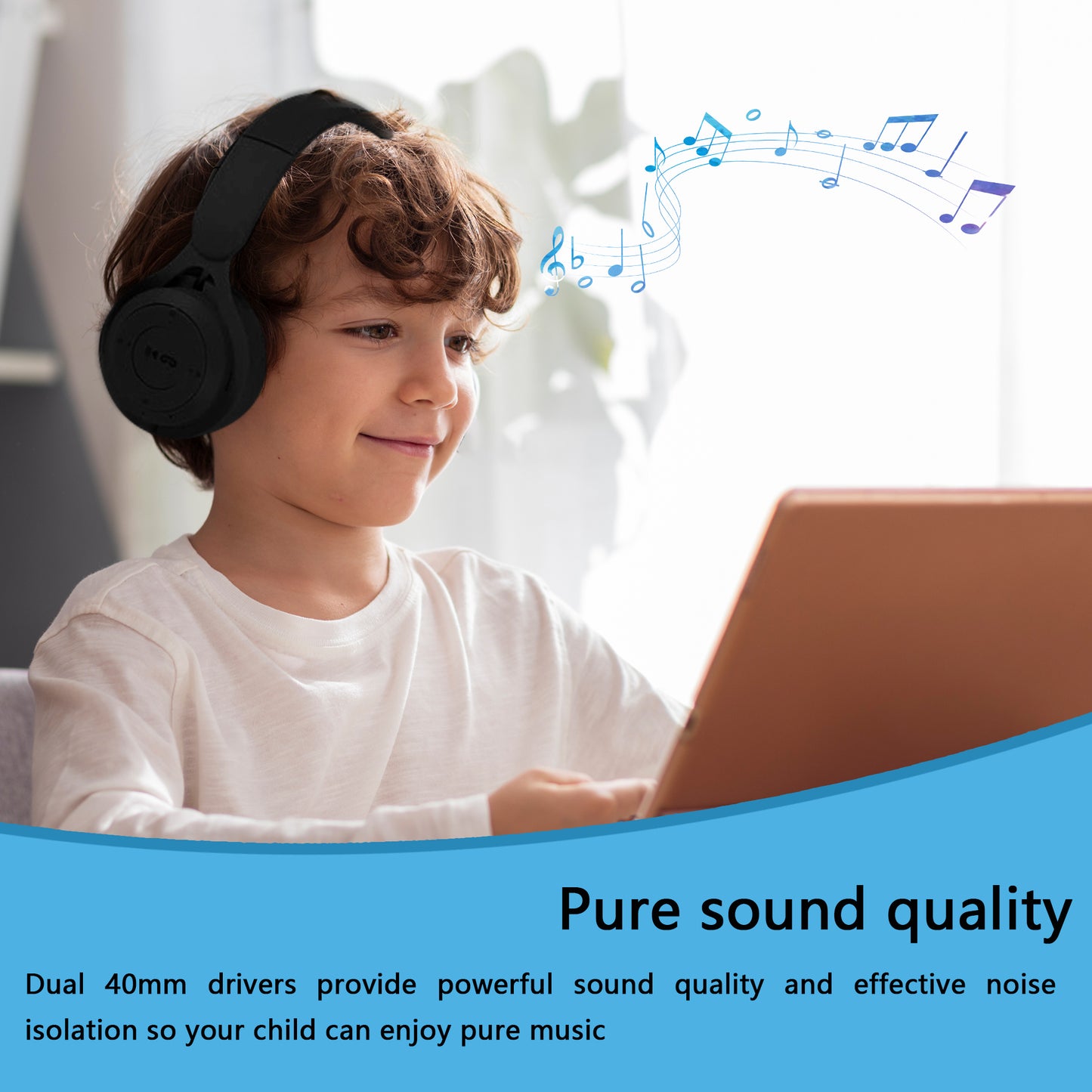 Wireless Kids Headphones,2 Pack Foldable Safe Volume Stereo Adjustable over Ear Headphones for Kids, Girls, Boys, Children, Microphone Kids Headphones for School Tablet