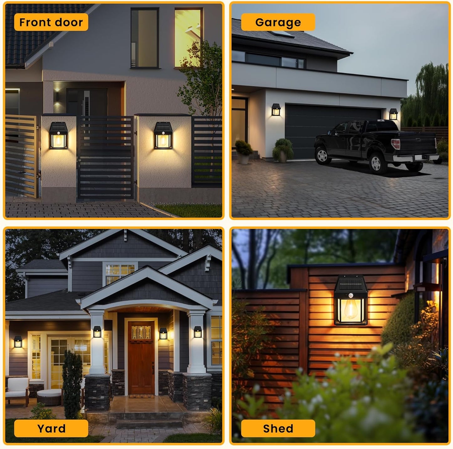 4 Pack Porch Lights,Solar Wall Lights Outdoor,Dusk to Dawn Porch Light Fixture with 3 Modes,Motion Sensor Porch Lights Outdoor for Entryway Front Door,Warm Light