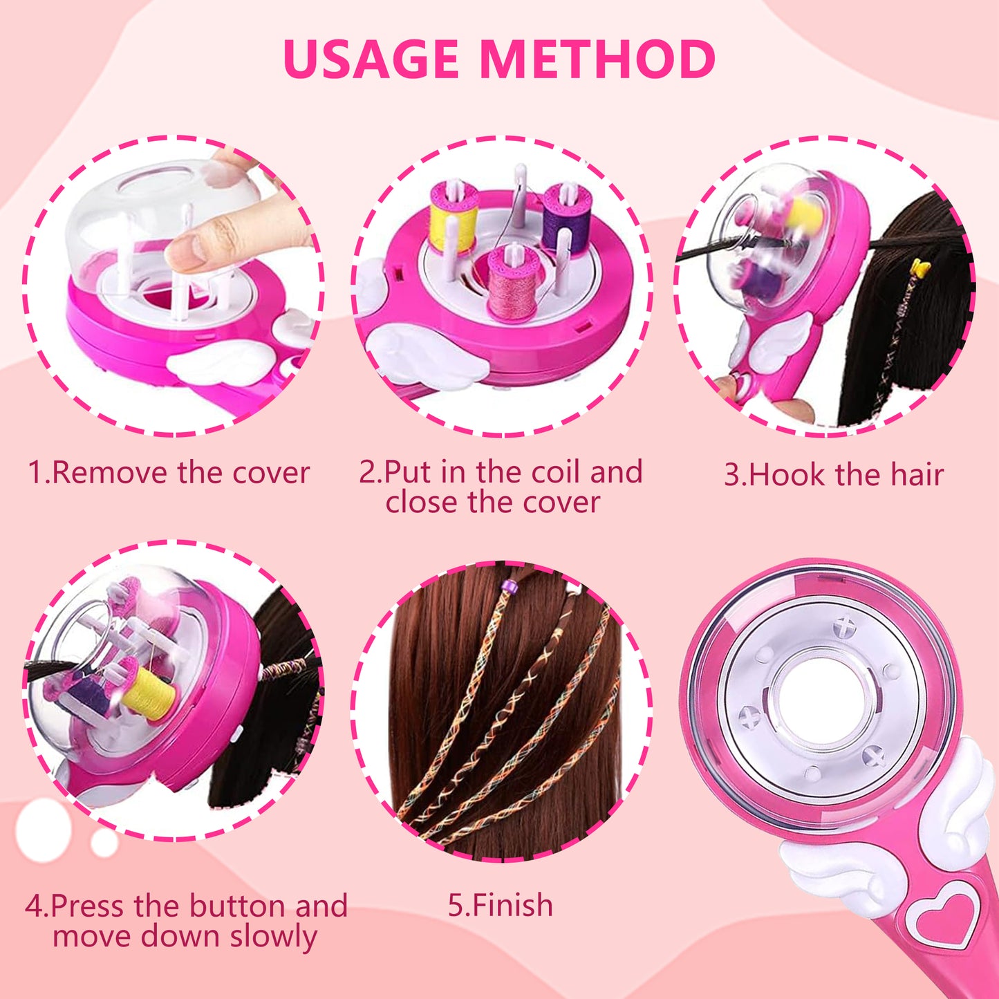 Hair Diamond Machine And Hair Braiding Machine Starter Kit,Magic Hair Braider and Hair Gem,Hair Styling Tool Set for Girls 6-12