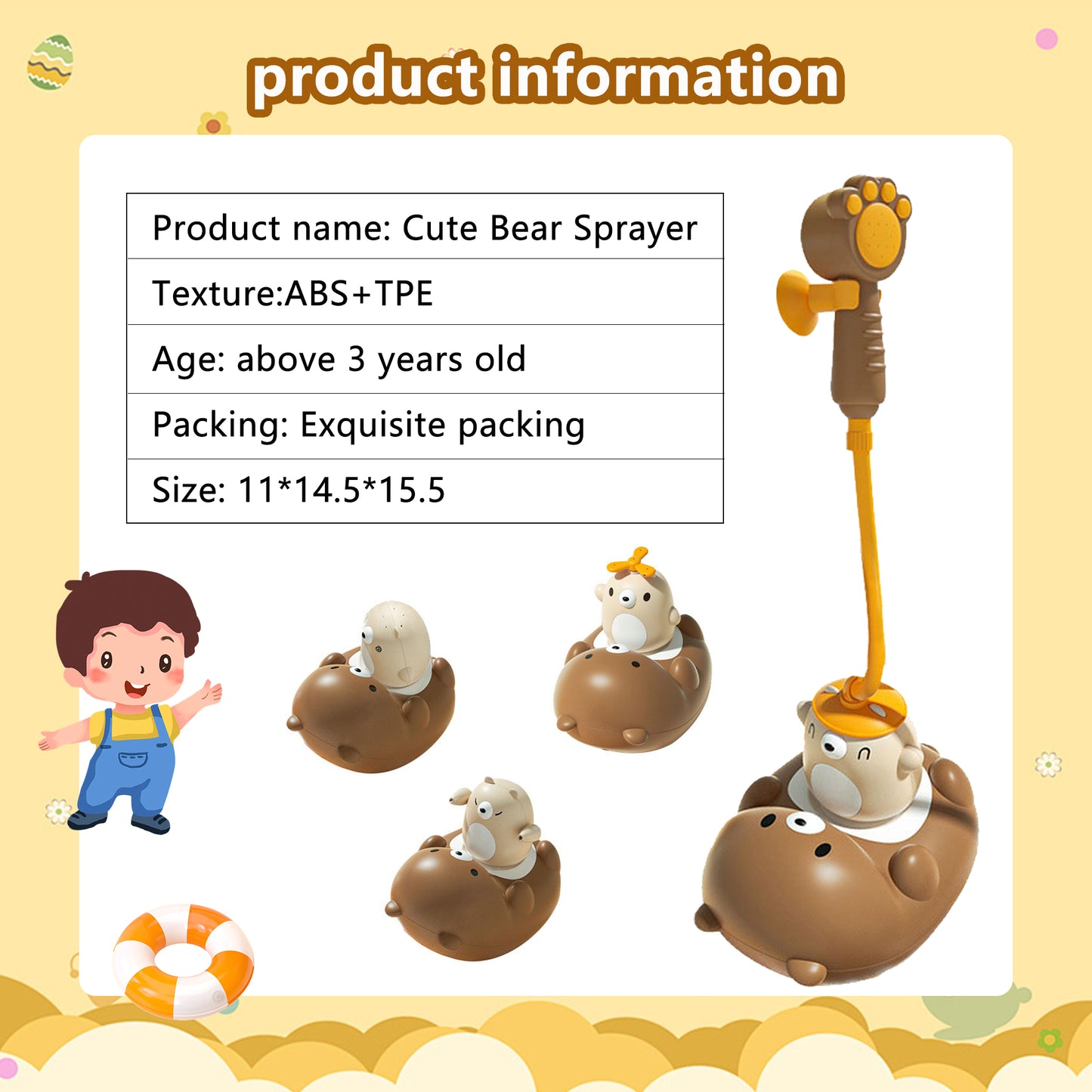 Bear Bath Shower Head for Toddlers 2-4,Shower Head for Baby,Electric Toys Sprinkler,Multifunctional Cartoon Bath Playset,Babies Pool Bath Gifts