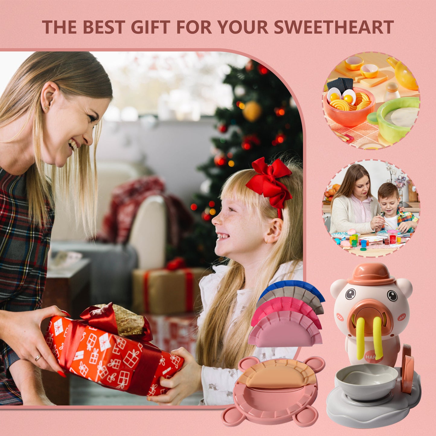 Playdough Sets,Noodle Maker Play Clay Sets with 2 Clay Noodle Makers and 47 Models of Kitchen Utensils,Arts Crafts Kit Christmas Birthday Gift for Kids Age 6-12
